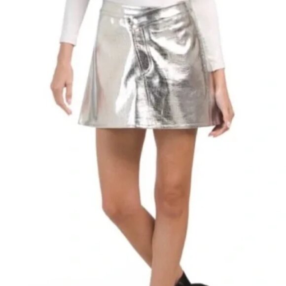 Torn By Ronny Kobo NWT Silver Metallic Faux Leather Croc Embossed Wrap Silver S - Picture 1 of 13